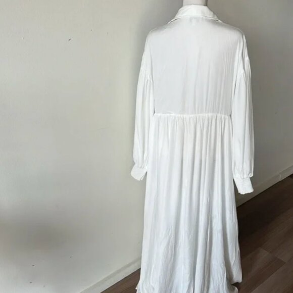 NWT Palms Away White Button Down Flowy Dress- Small - Picture 4 of 7